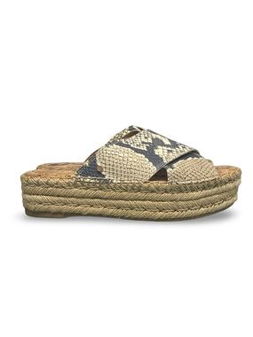 Sam Edelman “Natty” Snake-Print Espadrilles Platform Sandals Slides Women’s 6